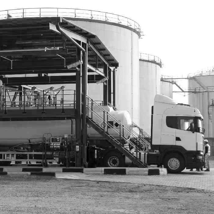 Tank truck loading at a fuel storage terminal